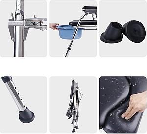 Scaun de baie pentru persoane cu dizabilitati 4Life AT48 Folden Black