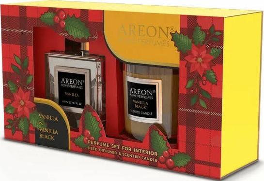 Aromatizator de aer Areon Home Perfume Sticks 150ml + Lumanare (Vanilla Black)
