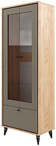 Dulap cu vitrina ML Mobila Oscar Nr.7 Stejar Auriu / Haki Soft Închis