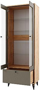Dulap cu vitrina ML Mobila Oscar Nr.7 Stejar Auriu / Haki Soft Închis