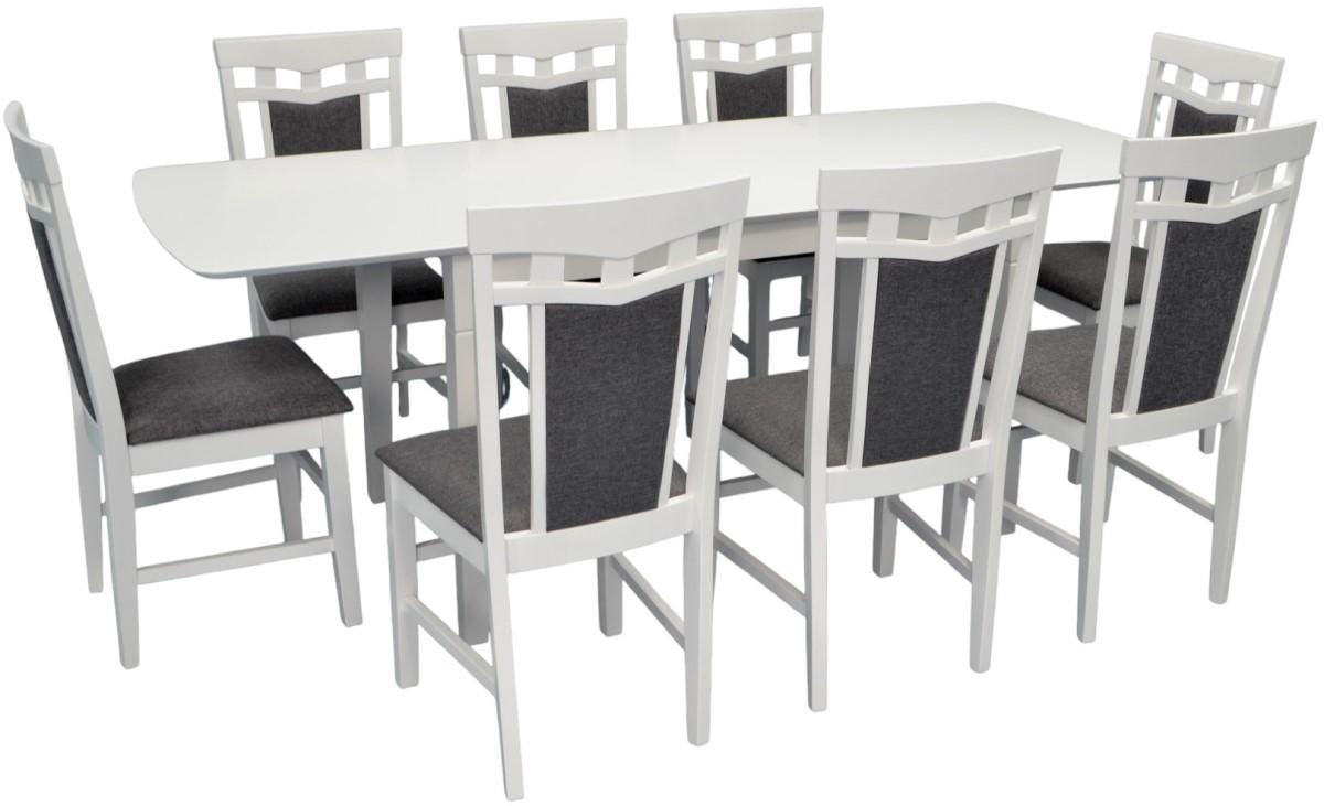 Set de masa si scaune Evelin HV-27V White + 8 scaune Deepa R White / NV-10WP Grey