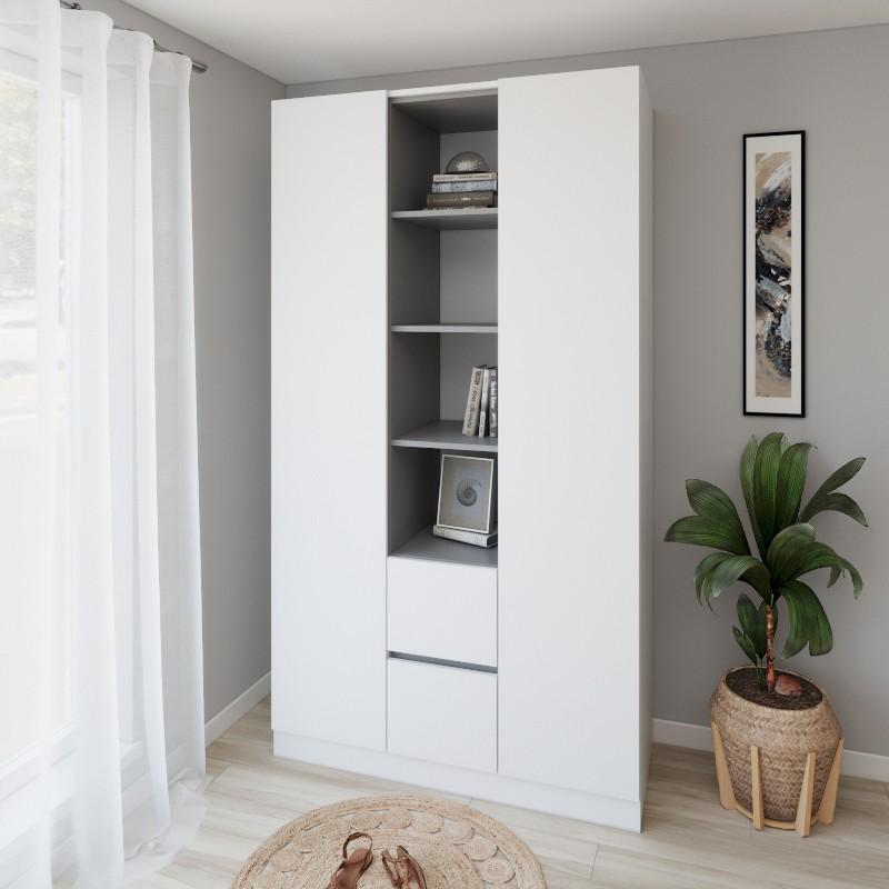 Dulap Smartex N14 120 cm Alb / Grafit