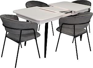 Set de masa si scaune Evelin DT 432-1R B + 4 scaune YTC-097B UF BLU-14 (Dark Grey)