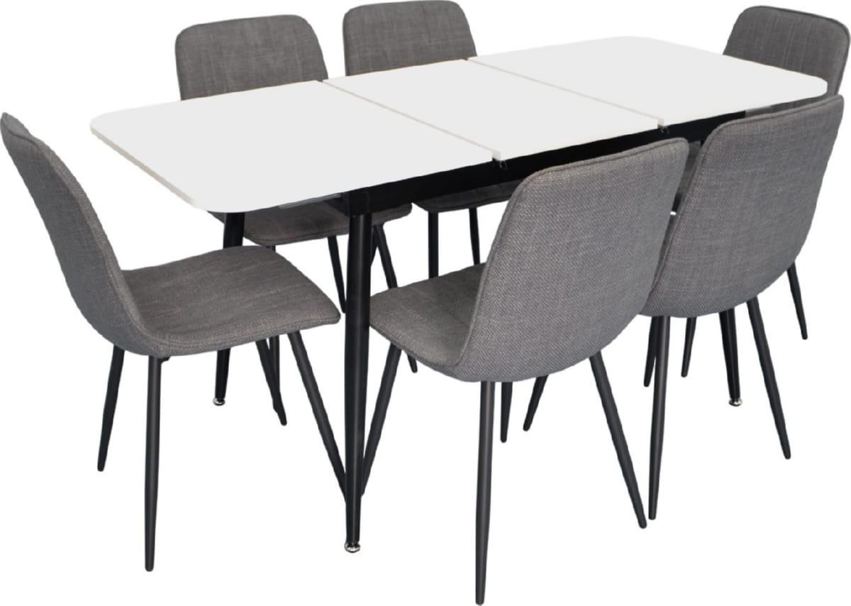 Set de masa si scaune Evelin DT 531R B + 6 scaune YTC-078 B / BJORN-13 (Grey)