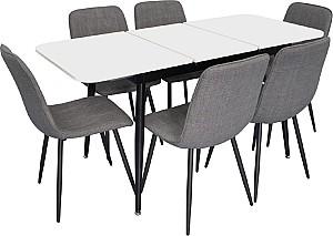 Set de masa si scaune Evelin DT 531R B + 6 scaune YTC-078 B / BJORN-13 (Grey)
