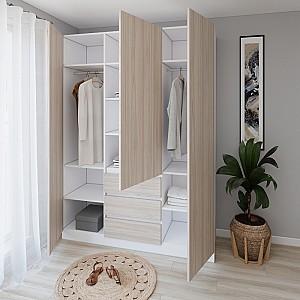 Dulap Smartex N16 160 cm Alb / Stejar Deschis