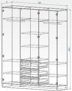 Dulap Smartex N16 180 cm Alb / Stejar Deschis