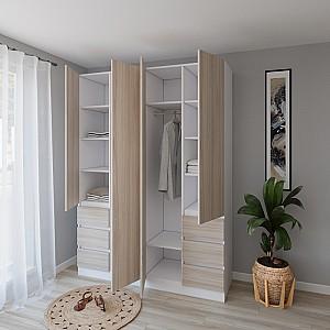 Dulap Smartex N17 180 cm Alb / Stejar Deschis