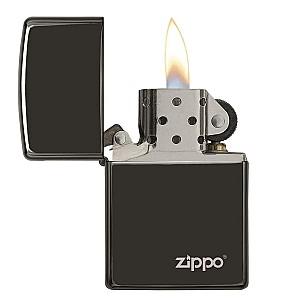 Bricheta Zippo High Polish Black Zippo Logo 24756ZL