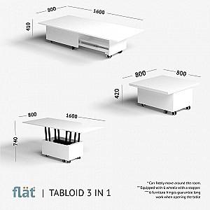 Masuta de cafea, reviste Flat Tabloid 3in1 Marble Grey