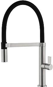 Robinet bucatarie Helika 7043-002 Steel+black silicone hose