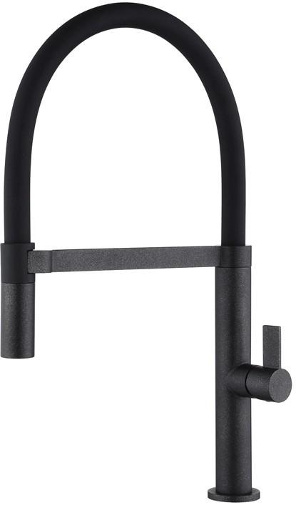 Robinet bucatarie Helika 7043-601B Black metallic+black silicone hose