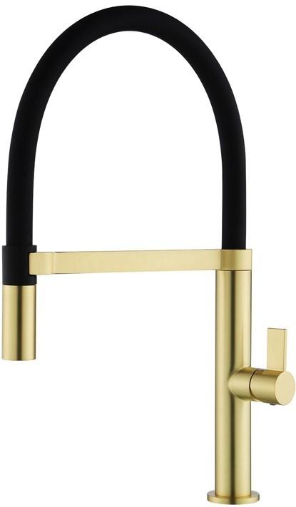 Robinet bucatarie Helika 7043-G Gold+black silicon hose