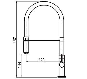 Robinet bucatarie Helika 7003-001 Chrome+black silicone hose