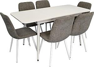 Set de masa si scaune Evelin DT 531R Wh + 6 scaune YTC-078 Wh / UF885-14 (Grey)