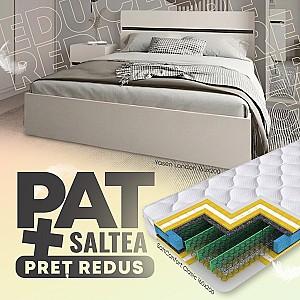 Pat Yasen London 1.6 m Cașemir / Antracit + Saltea Salt Confort Clasic 160x200