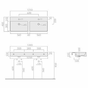 Dulap sub lavoar Bayro MEG 11 Pro 2F 1210 Alb