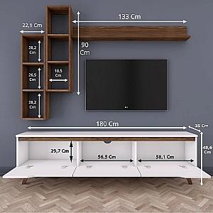 Tumba pentru televizor Trendy M16 804 Alb/Nuc (Maro)