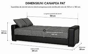 Canapea Trendy Marmaris Gri/Negru