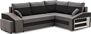 Canapea coltar Magnifico Meble Grande Right Shelf/Left Puffs Bonell Mikrofaza 27/Mikrofaza 15 Right Gri/Negru