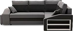 Canapea coltar Magnifico Meble Grande Right Shelf/Left Puffs Bonell Mikrofaza 27/Mikrofaza 15 Right Gri/Negru