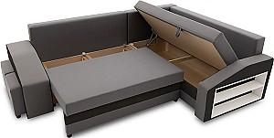 Canapea coltar Magnifico Meble Grande Right Shelf/Left Puffs Bonell Mikrofaza 27/Mikrofaza 15 Right Gri/Negru