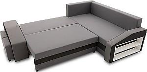 Canapea coltar Magnifico Meble Grande Right Shelf/Left Puffs Bonell Mikrofaza 27/Mikrofaza 15 Right Gri/Negru