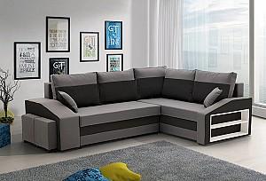 Canapea coltar Magnifico Meble Grande Right Shelf/Left Puffs Bonell Mikrofaza 27/Mikrofaza 15 Right Gri/Negru