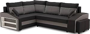 Canapea coltar Magnifico Meble Grande Left Shelf/Right Puffs Bonell Mikrofaza 15/Mikrofaza 27 Left Negru/Gri