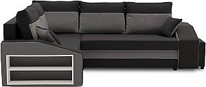 Canapea coltar Magnifico Meble Grande Left Shelf/Right Puffs Bonell Mikrofaza 15/Mikrofaza 27 Left Negru/Gri