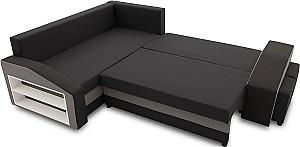 Canapea coltar Magnifico Meble Grande Left Shelf/Right Puffs Bonell Mikrofaza 15/Mikrofaza 27 Left Negru/Gri