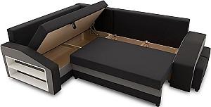 Canapea coltar Magnifico Meble Grande Left Shelf/Right Puffs Bonell Mikrofaza 15/Mikrofaza 27 Left Negru/Gri