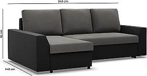 Canapea coltar Magnifico Meble Lugo LL Lawa 17/Real 11 Right Gri inchis/Negru