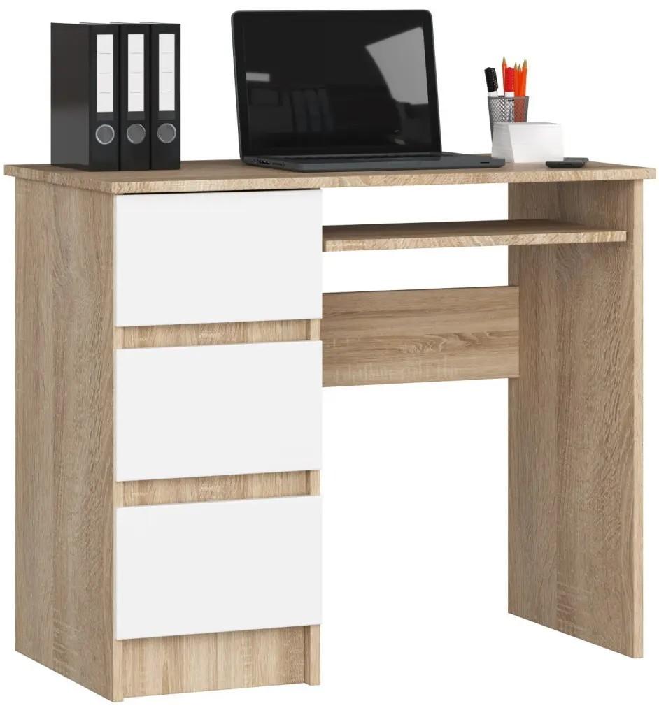 Masa pentru calculator Akord A-6 90cm Left Stejar Sonoma (Bej)/Alb