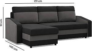 Canapea coltar Magnifico Meble Orion LL Bonell Mikrofaza 15/Mikrofaza 27 Right Negru/Gri
