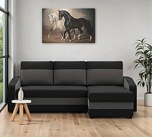 Canapea coltar Magnifico Meble Orion LL Bonell Mikrofaza 15/Mikrofaza 27 Right Negru/Gri