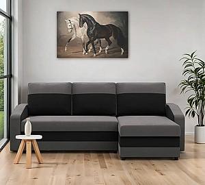 Canapea coltar Magnifico Meble Orion LL Bonell Mikrofaza 27/Mikrofaza 15 Right Gri/Negru