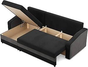 Canapea coltar Magnifico Meble Orion LL Bonell Mikrofaza 15/Mikrofaza 27 Left Negru/Gri