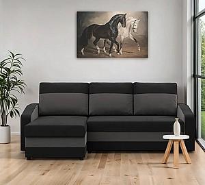 Canapea coltar Magnifico Meble Orion LL Bonell Mikrofaza 15/Mikrofaza 27 Left Negru/Gri