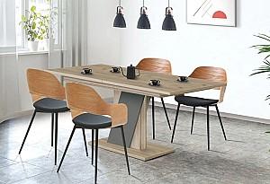Masa Modern Slider 140/180x80x80 Gri stejar Artizanal/Gri Ardezie