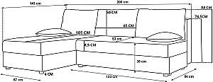 Canapea coltar Space Meble Mos L Cosmic 160 Gri