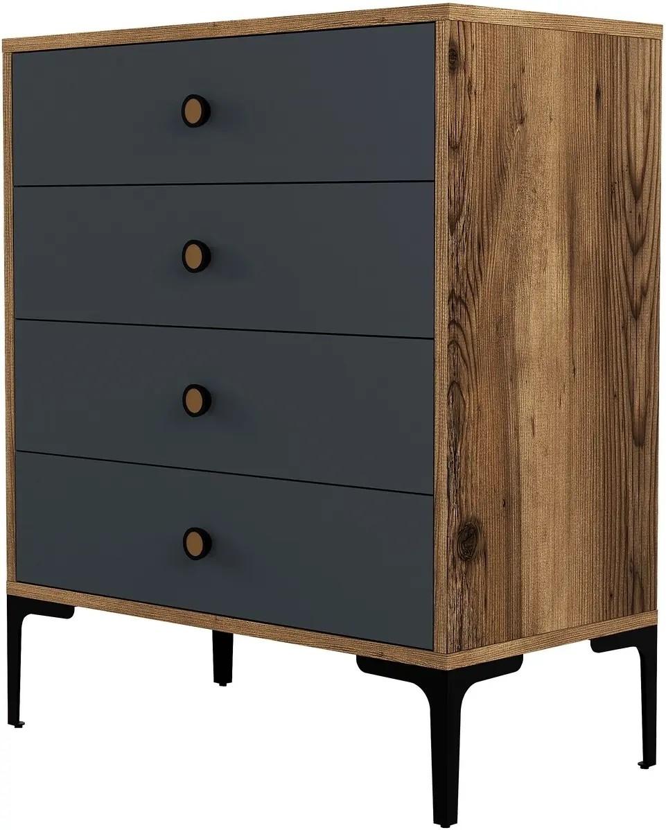 Comoda Mirage Meble Lizbon 536 Antracit (Gri)/Nuc (Maro)