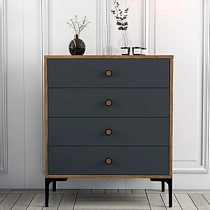 Comoda Mirage Meble Lizbon 536 Antracit (Gri)/Nuc (Maro)