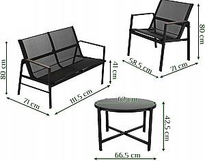 Set mobila de gradina Gardlov 27622 Negru/Lemn (Maro)