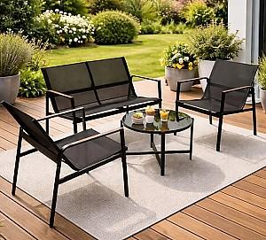 Set mobila de gradina Gardlov 27622 Negru/Lemn (Maro)