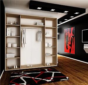 Dulap-cupe Prime Furniture Amo 200x200x62 Stejar Sonoma (Bej)/Negru/Argintiu