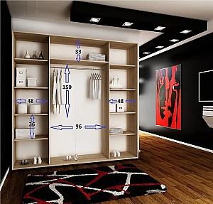 Dulap-cupe Prime Furniture Amo 200x200x62 Stejar Sonoma (Bej)/Negru/Argintiu