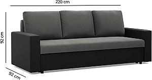 Canapea Magnifico Meble Luna 3 Lawa 17/Real 11 Gri inchis/Negru