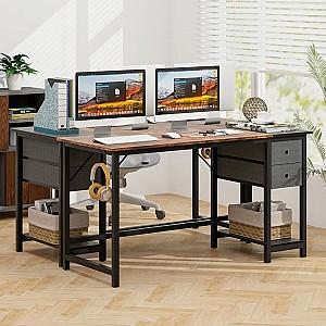 Masa pentru calculator Costway CB10603BN Rustic Brown/Black