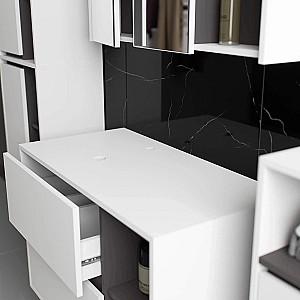 Set de mobila de baie Akord Vami cu orificii Alb/Grafit